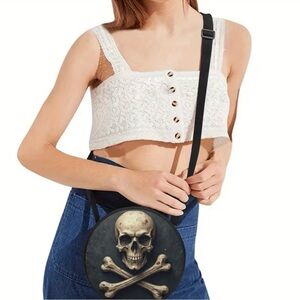 Skull Crossbones Round Shoulder Bag